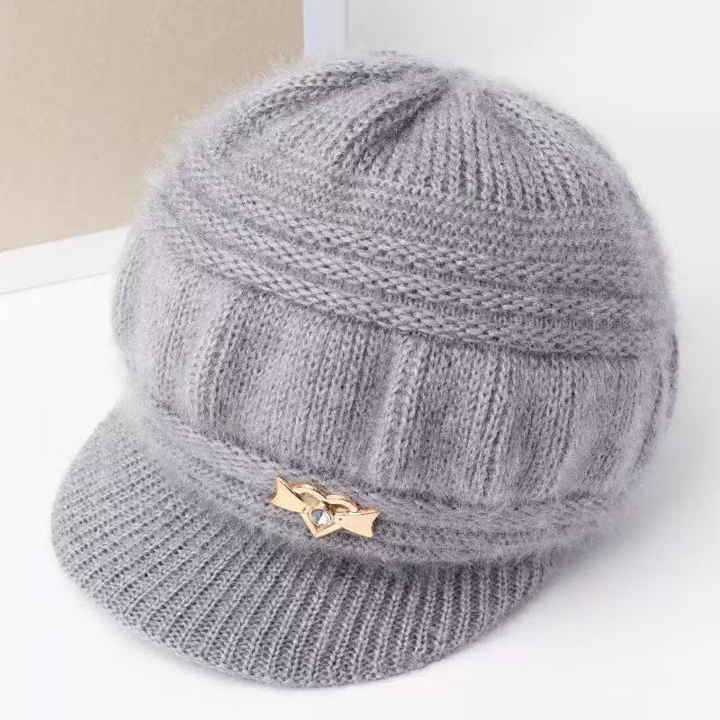 Autumn and winter old man hat knitted warm mother hat medium old plush thickened wool basin hat old lady hat