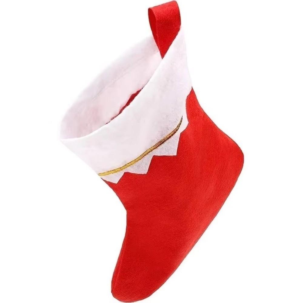 Red Felt Christmas Stockings Golden Trim Gift Candy Bag New Festive Ornament Christmas Party