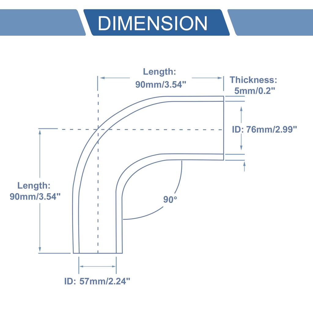 X AUTOHAUX Silikonschlauch, Verschiedener Durchmesser, 90°-Bogen, 4-lagig verstärkt, Druckbeständig, Langlebig,