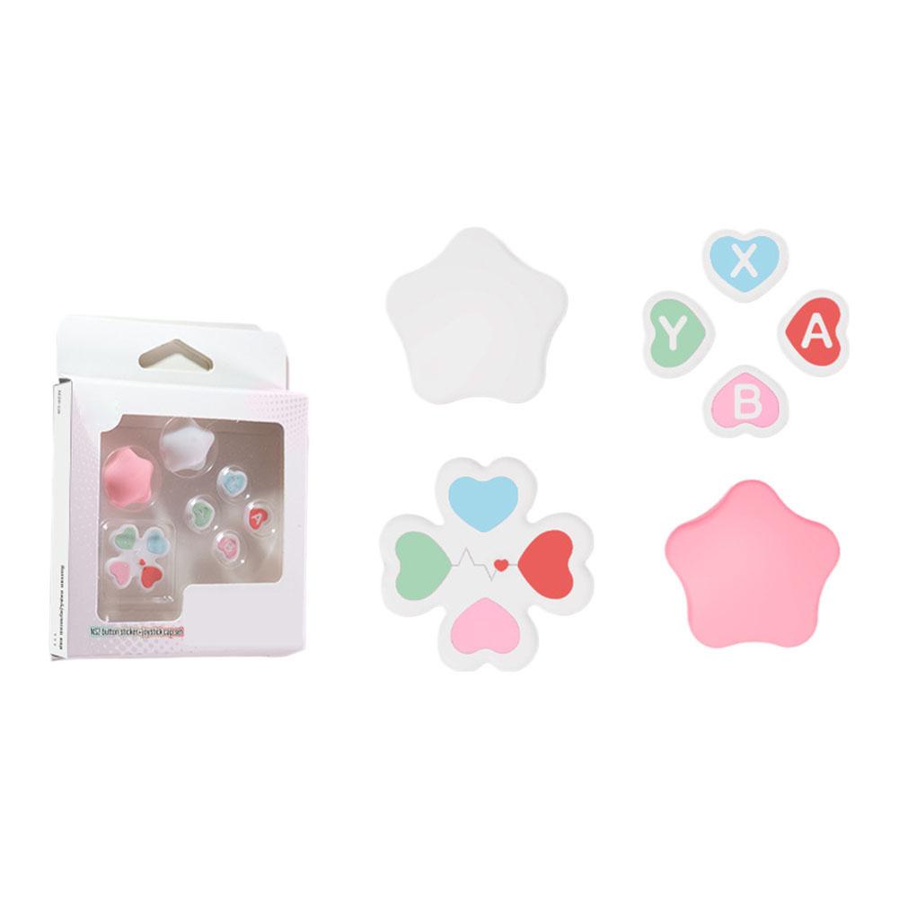 

1 комплект Милые силиконовые накладки на кнопки в форме сердца для Switch 2 Joycons Противоскользящие накладки на стики + Накладка на D-pad для аксессуаров NS2