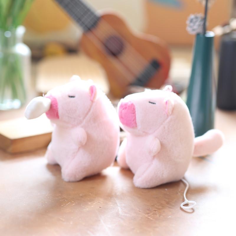 Cute Capybara Stuffed Animal Keychain With Plush Soft Filling And Wagging Tail