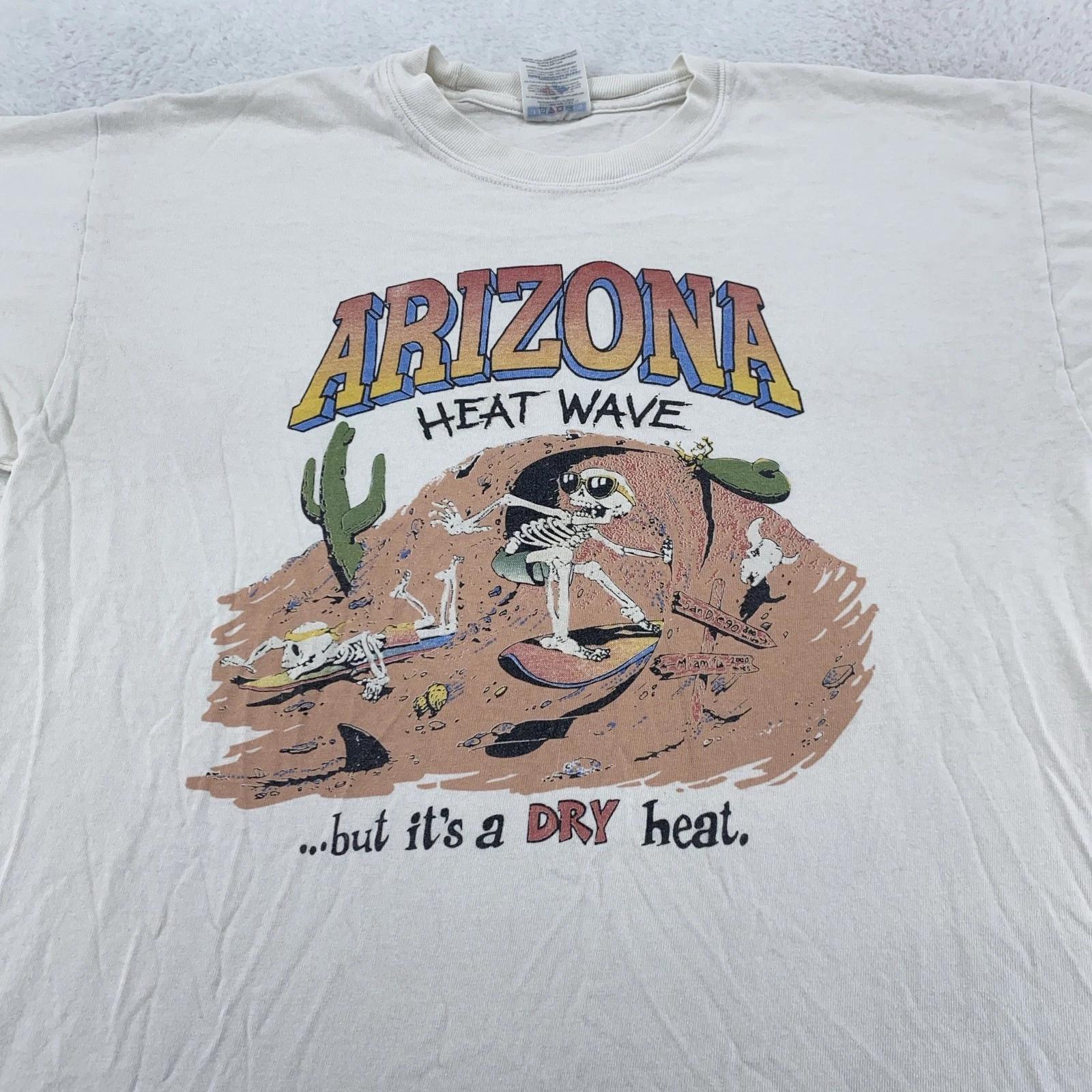 Vintage Arizona Heat Wave Shirt Mens M/L Skeleton Dry Heat Surf 90s Tee 2XL
