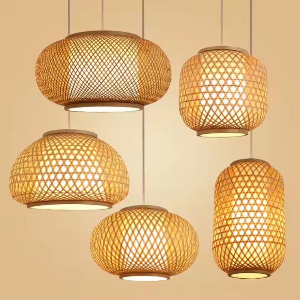 Rattan Pendant Natural Hand Woven Bamboo Lamp Decorative Lighting Fixture for Home Hotel Restaurant Lights