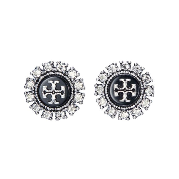 Tory Burch Kira Elegant Vintage Earrings Women earrings Silver Black 141920-961 Silver/Black,F