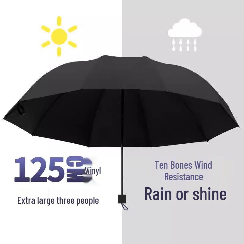 12-Rib Dual-Use Sun & Rain Umbrella for Men & Women - Large, UV Protection, Folding Double-Person Design