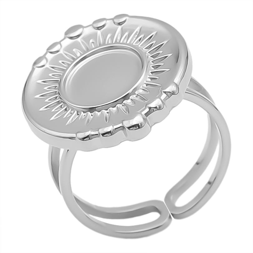 Geometria Semplice Moda Acciaio Inossidabile Anelli Aperti Per Donne Uomini Accessori Colore Argento Cuore Sole Rotondo Base Vuota Fai da Te Anillos