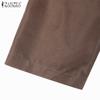 ZANZEA Women Casual Round Neck 3/4 Sleeve Loose Stripe Patchwork Long Dress