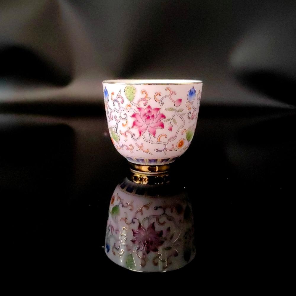 

Vintage Chinese Porcelain Teeware, Beautiful Unusual Aesthetic Cup, Puer Oolong, Kung Fu, Tieguanyin Flower, Green Tea рожевий
