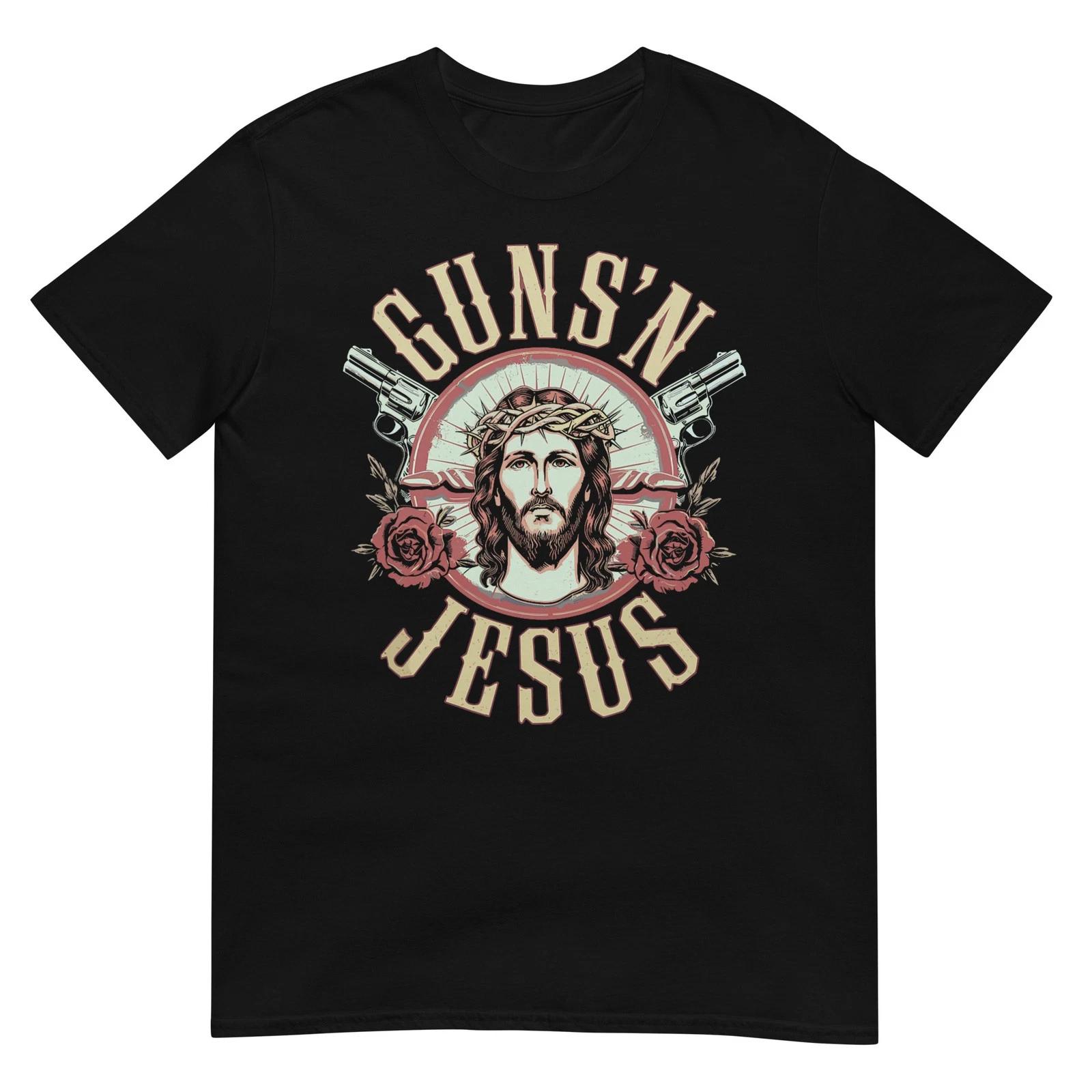 Gunn s Jesus, Christian Revolver Gun Lover T-Shirt L