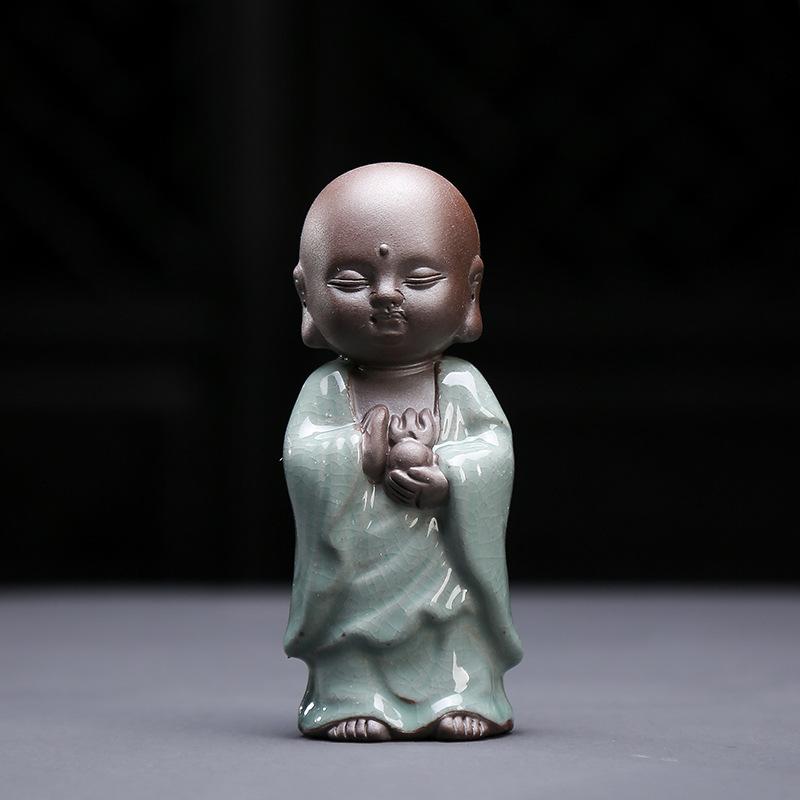 Figurines & Miniatures Monk Tea Pets Zen Living Room Decoration Buddhist Geyao Micro Landscape Home Decor Ceramic Ornaments