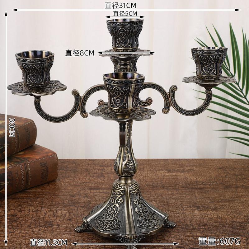 Retro Zinc Alloy Candle Holder Multi Head Candle Rack Wedding Decoration Candlestick Holder Candlelight Dinner Candles Stand