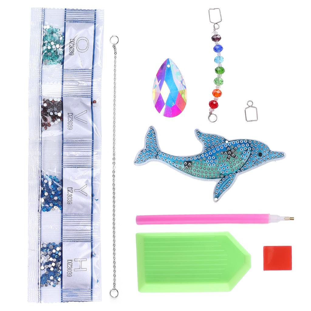 Diamond Painting Pendant DIY Crystal Dolphin Wind Chime 5D Diamond Painting Pendant Decoration Gift