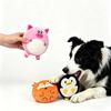 Cute Cartoon Plush Dog Flying Disc Squeaky Chew Toy Soft Safe Teething Outdoor Training Interactive Toy for Small Medium Dogs