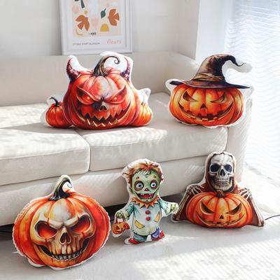 35cm Halloween Orange Pumpkin Zombie Plush Toys Funny Creative Pumpkin Human Skeleton Cushion Cute Stuffed Toys Halloween Gifts