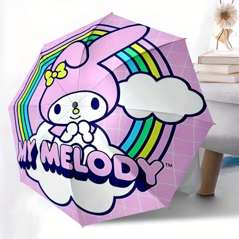 My Melody Sanrio Automatic Folding Umbrella with Sturdy Iron Frame, Portable Compact Travel Umbrella All-Season Use Parties 0807040