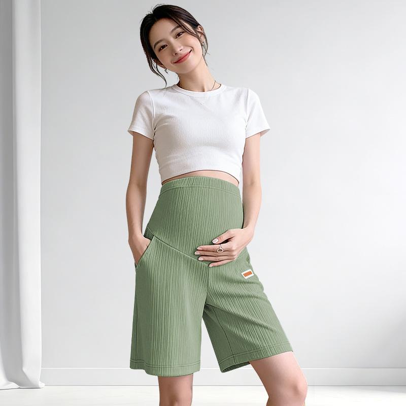 

Summer Maternity Support Capris: High Elastic, Non-Slip, Loose Fit XL (130-150 jin) зелений