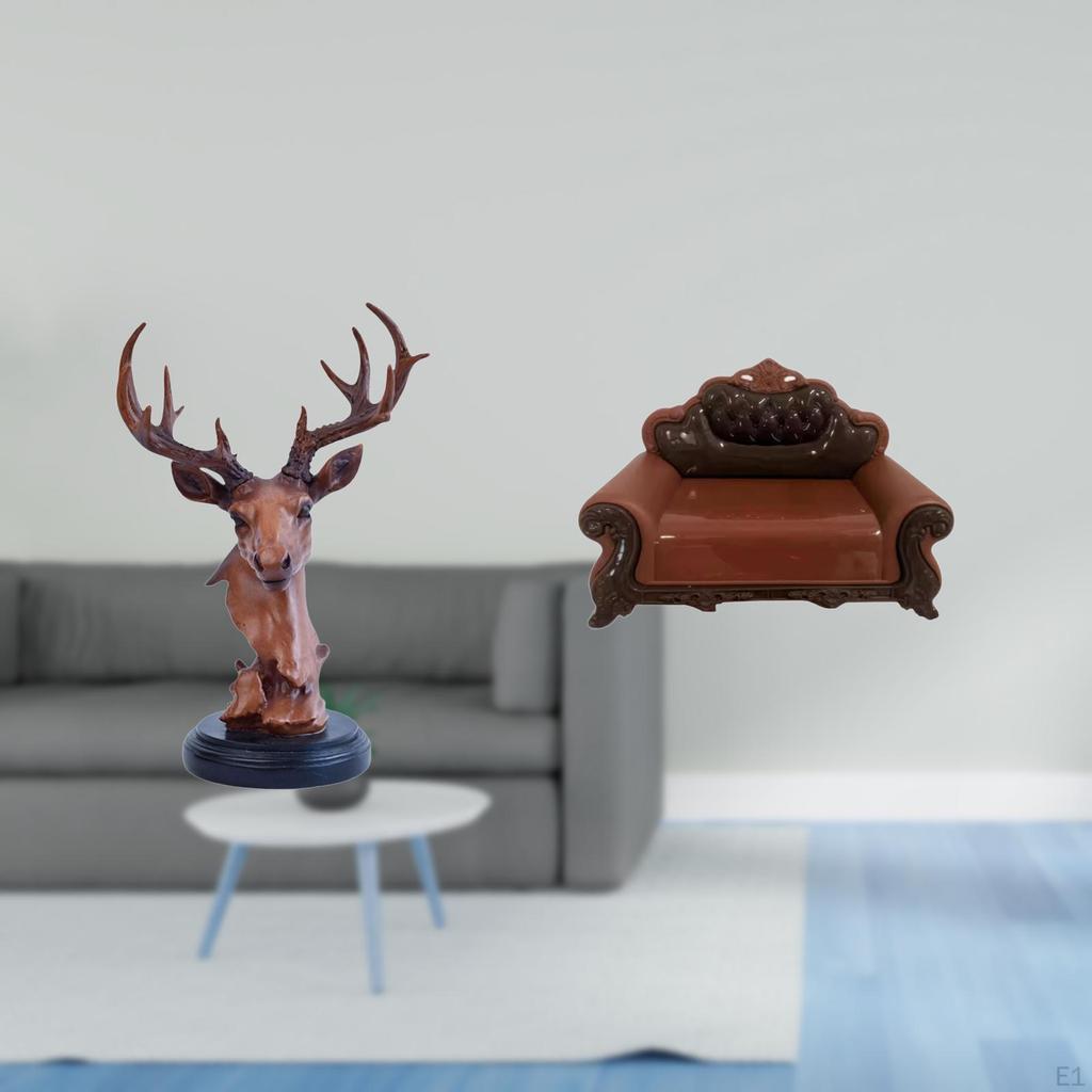 Deer Head Ornament Sofa Couch Figurine Craft Animal Statue Chair Model Home Decor Decorative