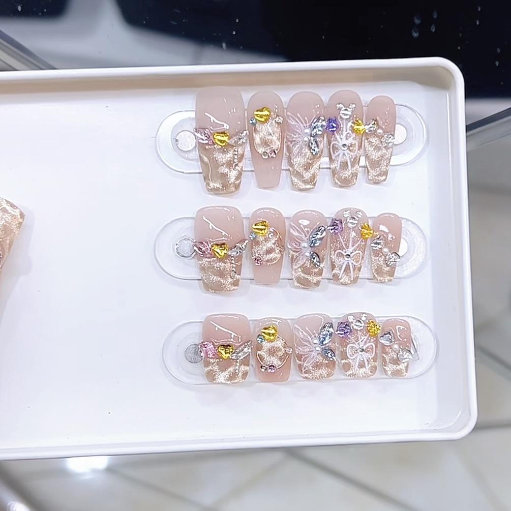 Hand-woven Armor Colored Diamond Sparkling Cute Butterfly Paradise Cat Eye Butterfly Pure Nail Art Sticker