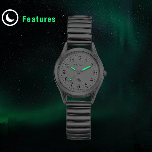 Couple's Watches, Stylish Analog Display with Luminous Movement, Elastic Strap, Silver Quartz Watch for Men and Women, Fashionable Accessory for Birth