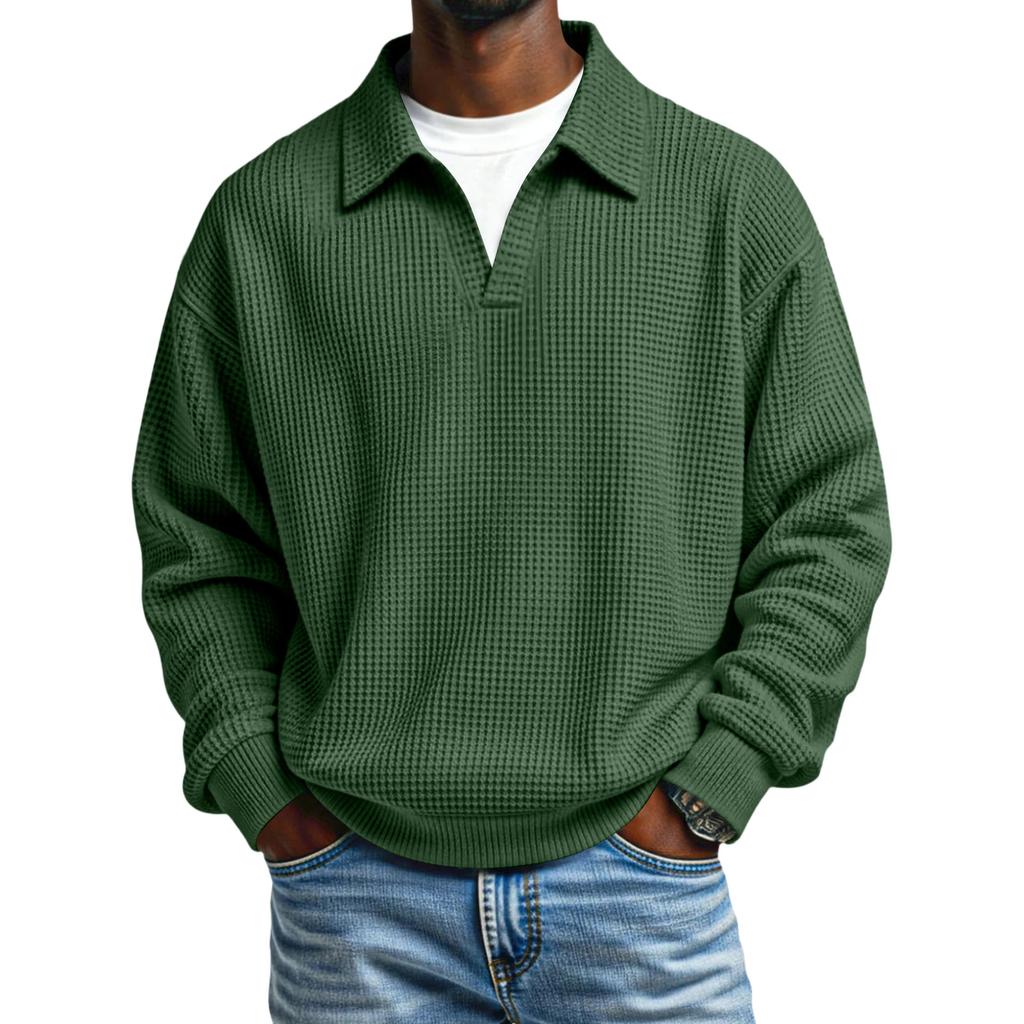 Men's Collarless Casual Sweatshirt Without Buttons
