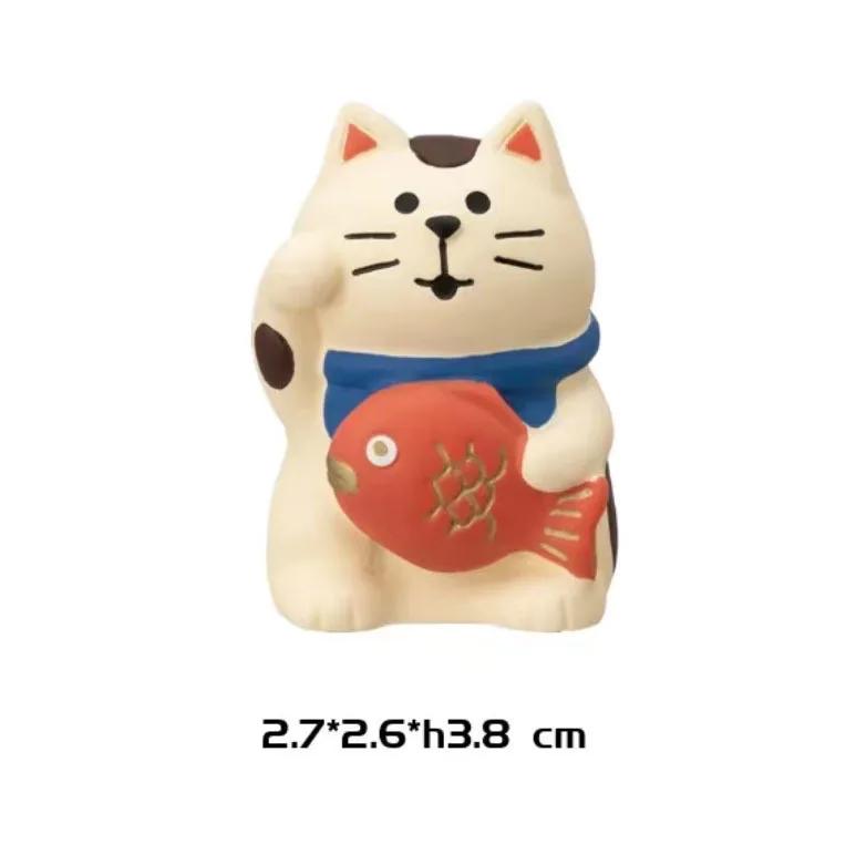 Japanese Style ZAKKA Cat Crafts Small Ornaments for Chinese New Year Snake Year Trend Bonsai Food and Decorative Resin Figurines