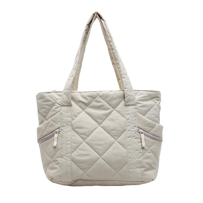 

Ромбовидная повседневная хлопковая сумка женская большой вместимости, портативная сумка-тоут для поездок на работу, легкая и универсальная студенческая сумка через плечо для занятий