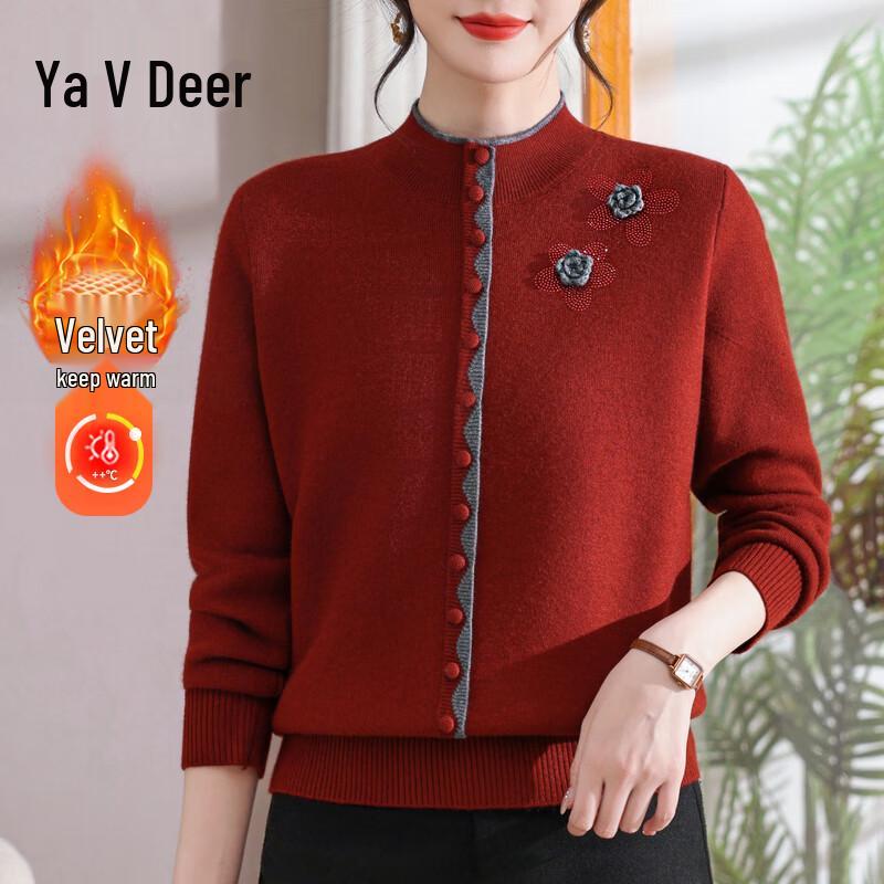 Yalu Women s Autumn/Winter Thickened Fleece Knit Sweater 3XL (suggests 115-130 lbs)