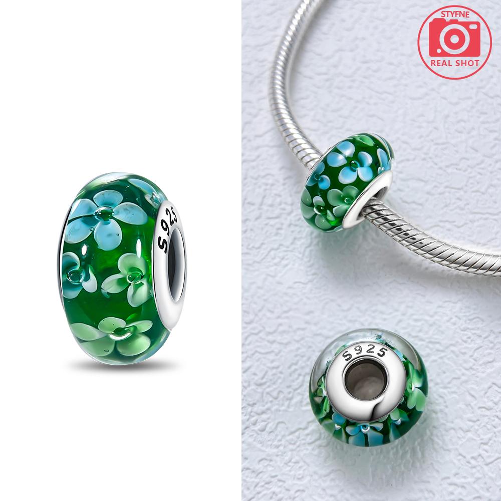 Authentic Certified Pink Glass Bead Blue Romantic Bead Charms Compatible With Bracelets Charm Bead Charms Copper Women Diy Jewellery Making