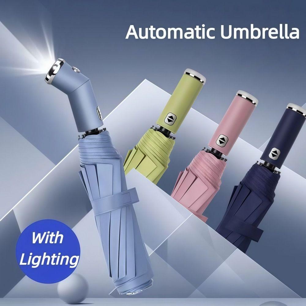Dual-use LED Flashlight Umbrella Night Light Folding Umbrella New Automatic Umbrella Outdoor