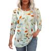 Women's Casual Round Neck Loose Three-Quarter Sleeve Top Blouse