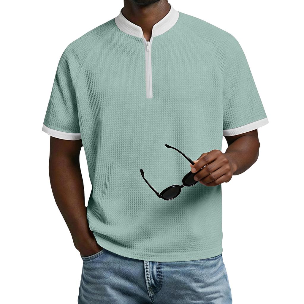 Men's Short-sleeved Shirt With Vertical Collar Colors Casual Sports Men's T-shirt