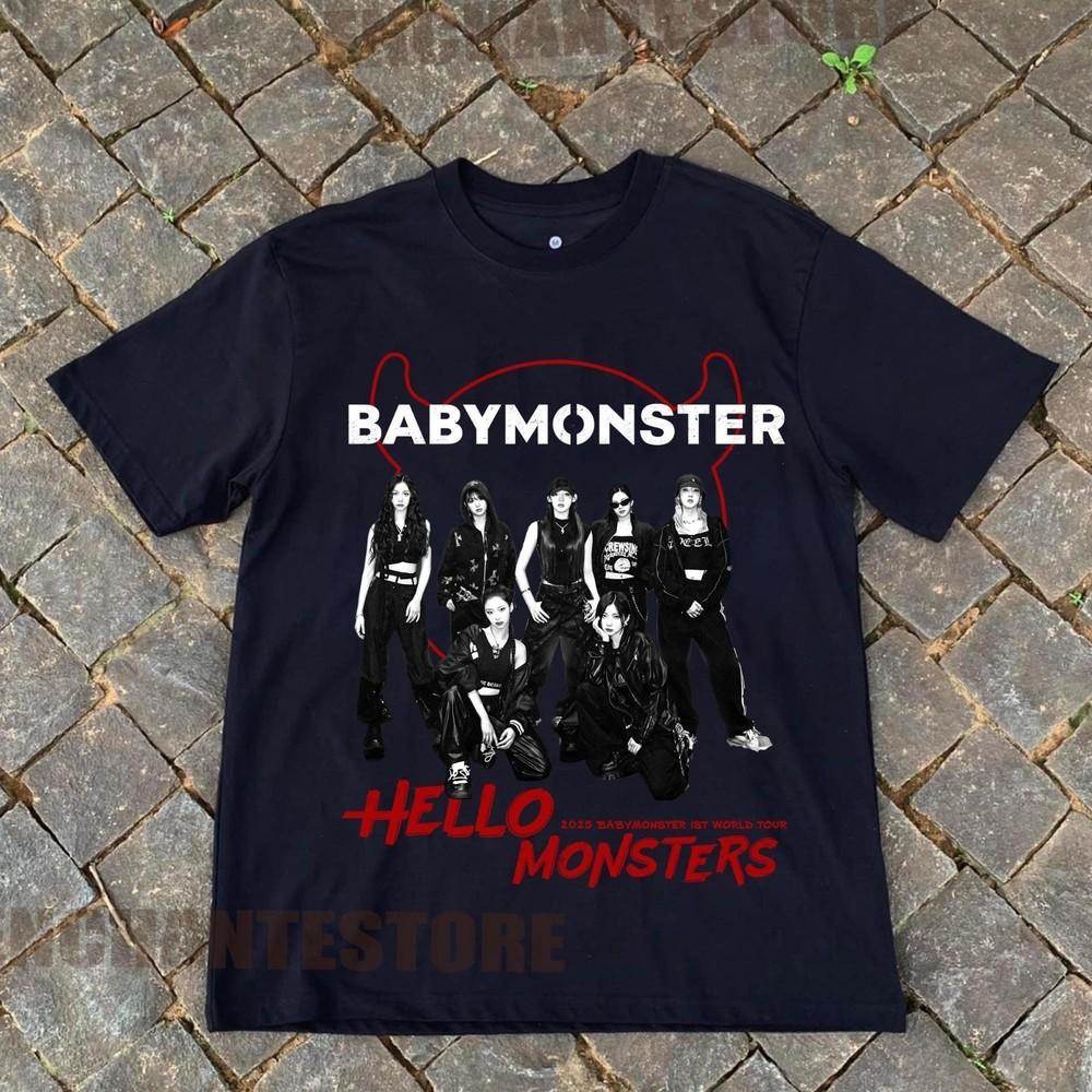 KPOP Babymonster- Hello Monsters 2025 Tour Tee Short Sleeve Unisex Shirt Unisex T-Shirt
