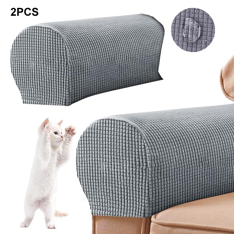 2Pcs Sofa Armrest Covers Elastic Armchair Arm Covers Soft Polyester Arm Caps Anti-Slip Furniture Protective Covers For Chairs