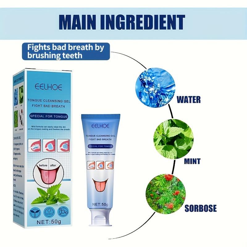 Tongue Cleansing Gel with Brush, Tongue Cleaning, Mouth Care, and Freshen Your Oral Hygiene Tongue Cleaning Kit 50g(1.76oz)