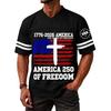 Men's V Neck Short Sleeve Sports T Shirt Casual Athletic Jersey with Independence Day Patriotic Print America 250 Freedom Graphic Tee