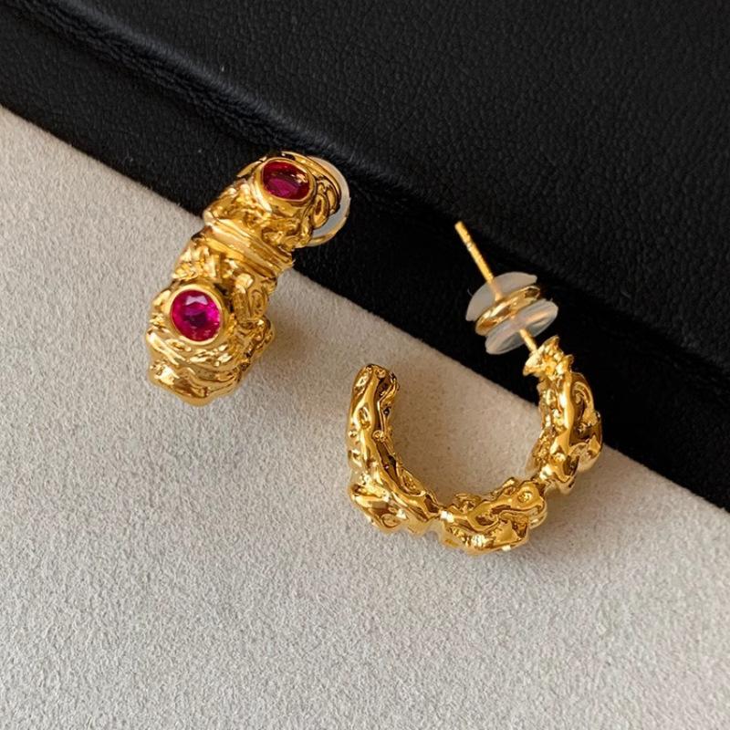 VENTFILLE 925 Sterling Copper Chunky Hoop Earrings for Women Geometric Circle Punk Ear Zircon Party Gifts 2023 New Dropshipping