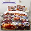 One Piece Gear Pattern Bedding Quilt Set Quilt Cover Pillowcase Home Birthday Gift(1 * duvet cover + 2 * pillowcase, without core)