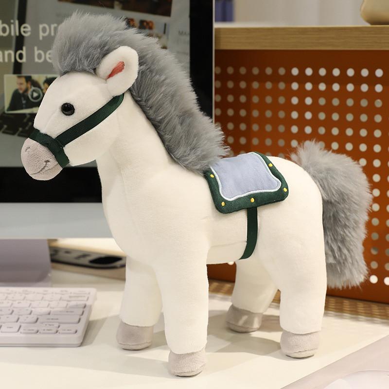 Plush Horse Toy Animal Figure With Pp Cotton Fill For Kids Gift Giving белый