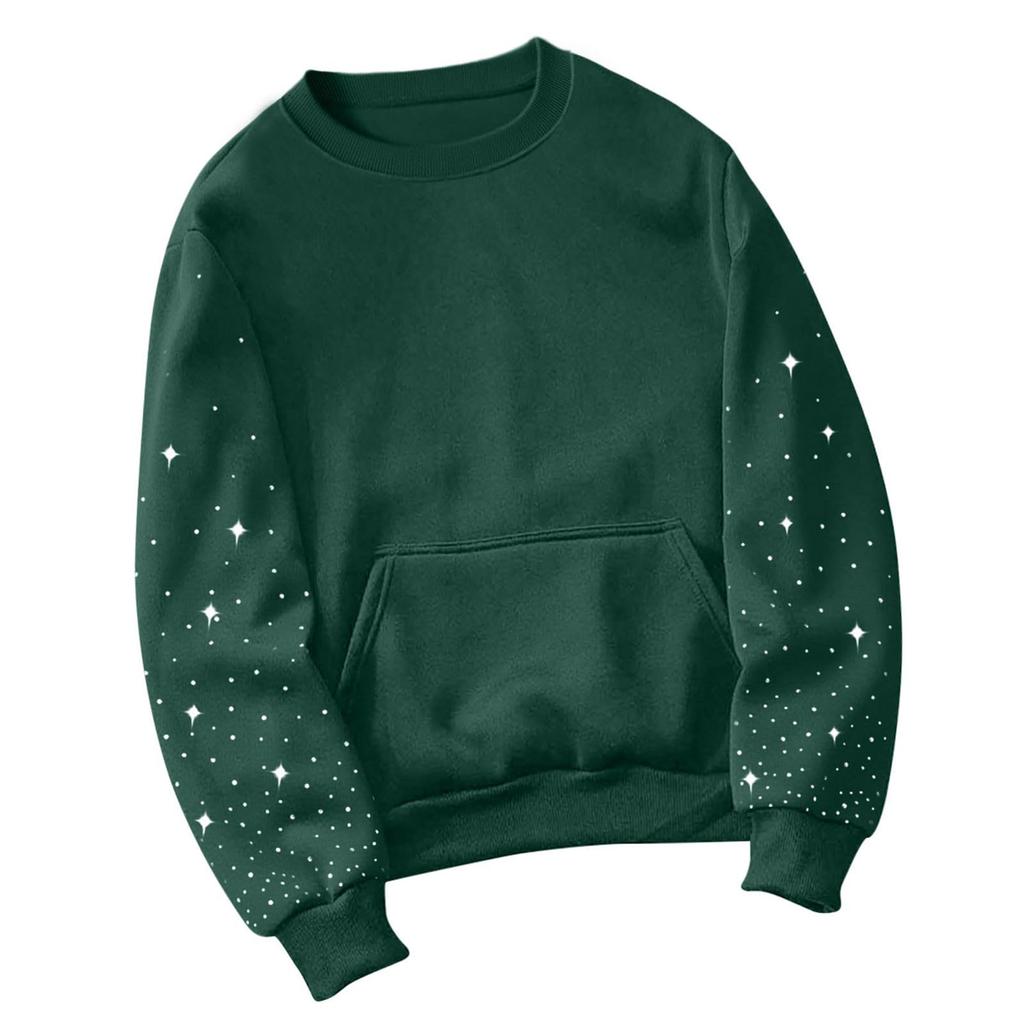 Women's Fashionable Casual Commuting Sport Pullover Long-sleeved Rhinestone-embroidered Loose-fitting Hoodie