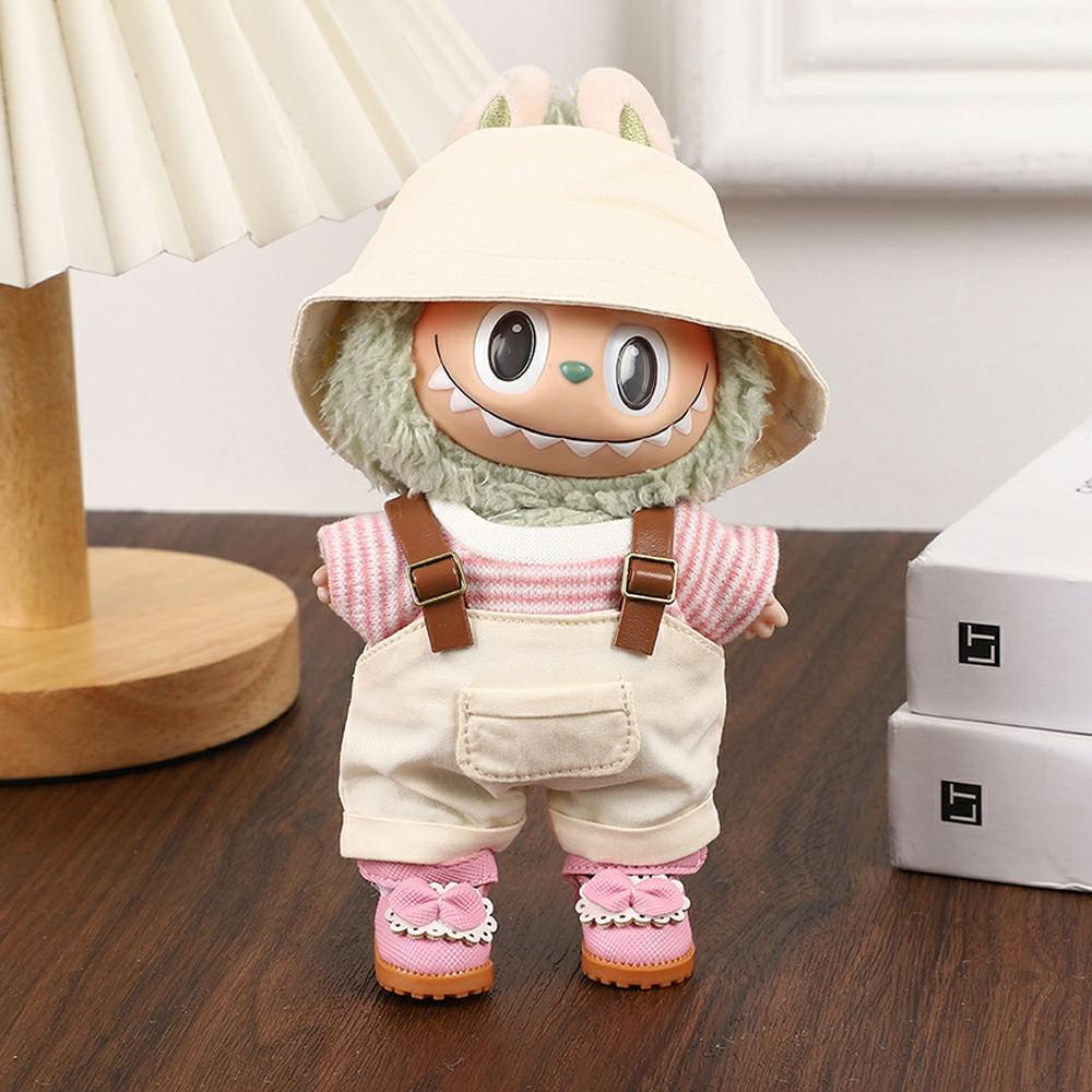 Doll Clothes Set with Fisherman Hat/Overalls Figure Outfit for 17cm 1st 2nd 3rd Dolls (No Doll)