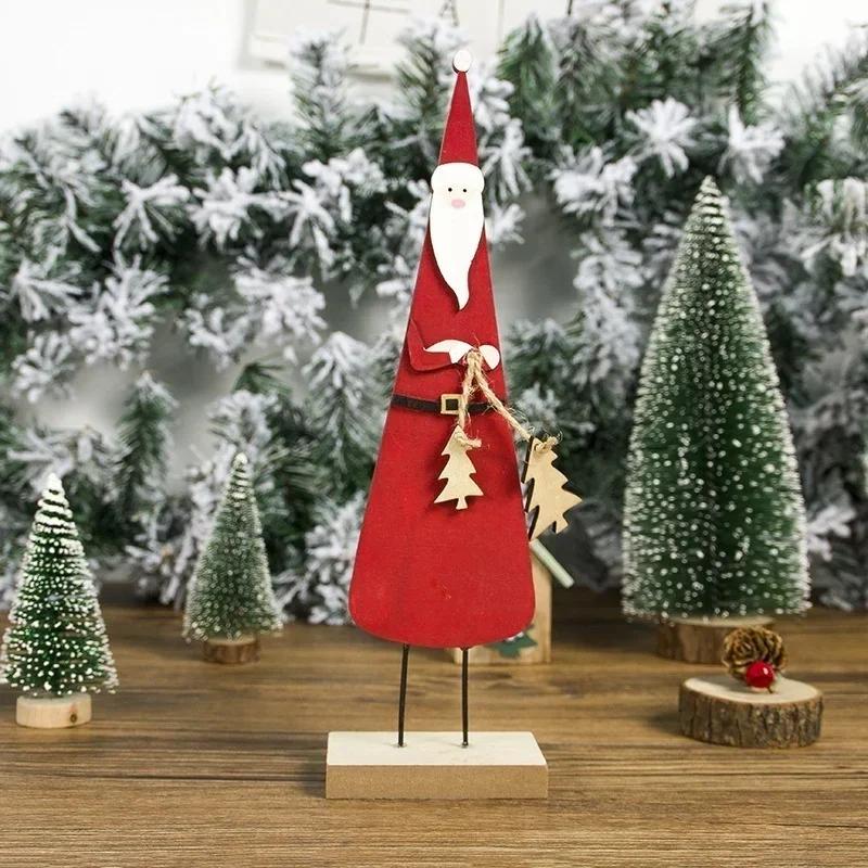 Creative Wooden Santa Claus Pendants Handmade Ornaments Xmas Tree Ornaments Kid Gift Party Decoration Supplies