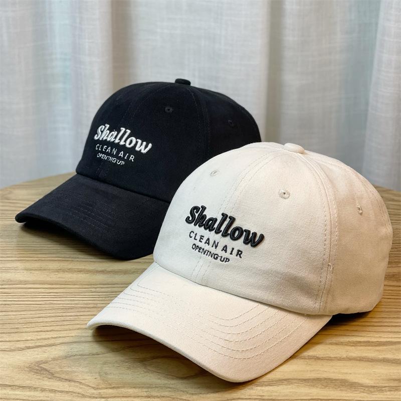 New Spring and Autumn Duck Billed Hat Soft Top Letter Embroidered Baseball Cap Deep Top Shows Small Face