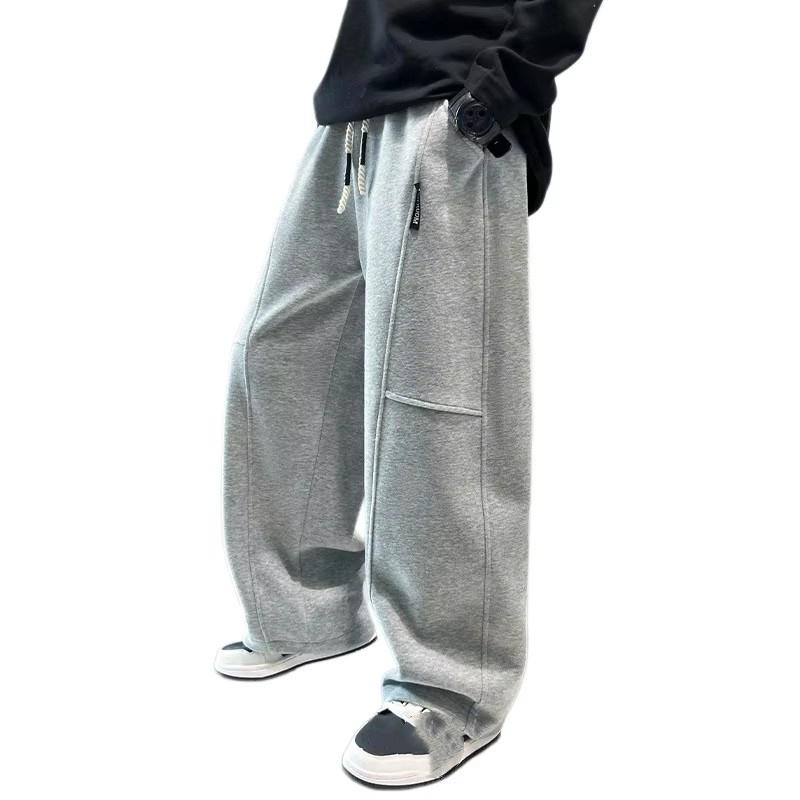 Pantalones Casuales de Primavera para Niños Cintura Elástica Negra Pierna Recta Pantalones de Chándal para Niños Bolsillo Holgado Pantalones Infantiles