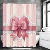 Pink Bow Lace Gift Shower Curtain, Bathroom Decorative Shower Curtain, Waterproof Shower Curtain With Hooks