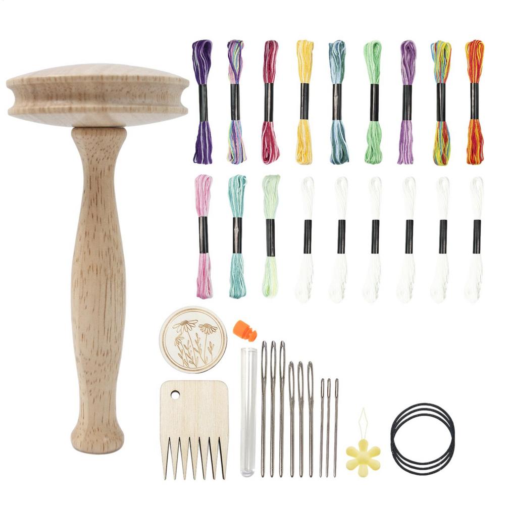 Wooden Darning Tool Kit DIY Darning Mushroom Patchwork Handicraft Darning Thread Patch Mending Tool Set  for Darning Sock Holes