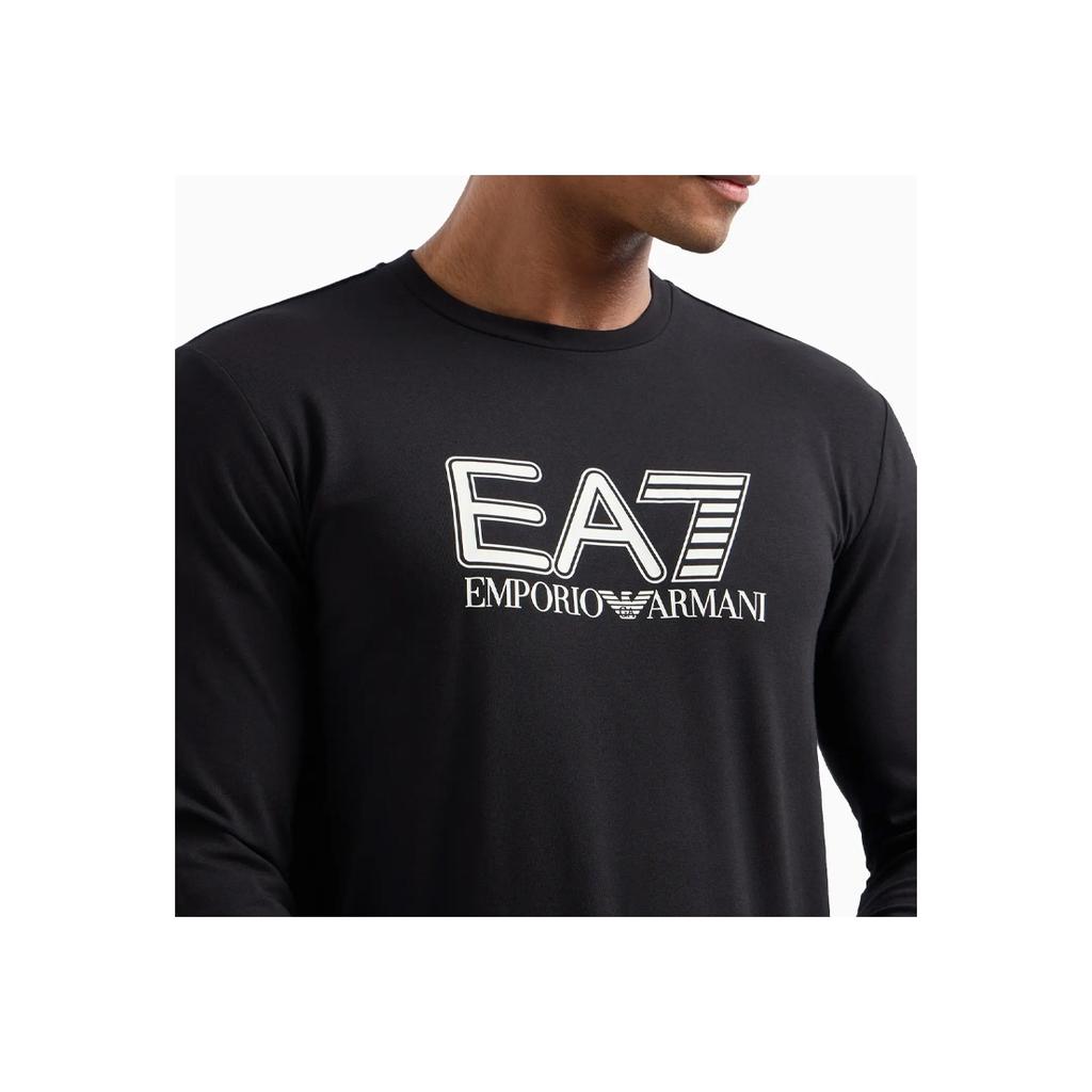 Emporio Armani EA7 Letter Logo Printed Slim Fit Long Sleeve T-Shirt Men tops Black 6DPT64-PJVQZ-1200