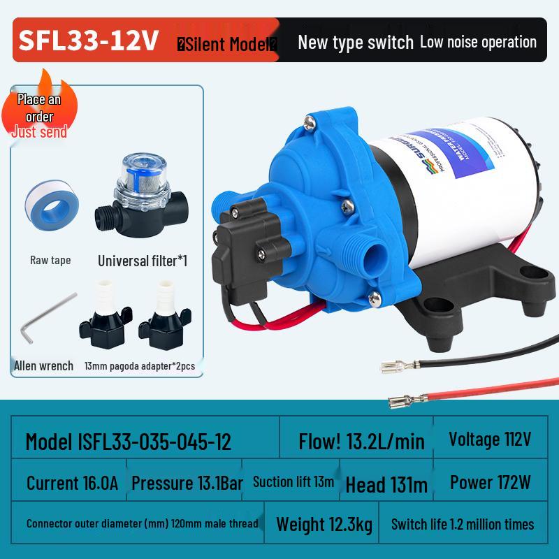 Pompă de apă cu diafragmă de înaltă presiune 12/24V RV Barcă cu comutator automat