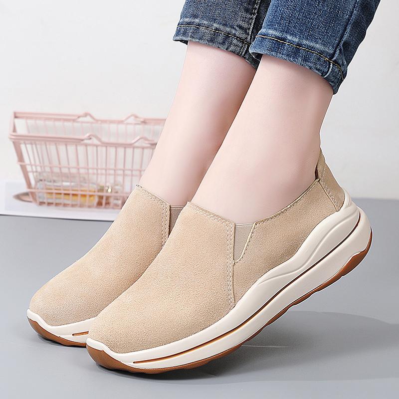 Women's Platform Loafers Moccasins Casual Slip on Thick Sole Height Increase Shake Shoes for Mother Plus Size