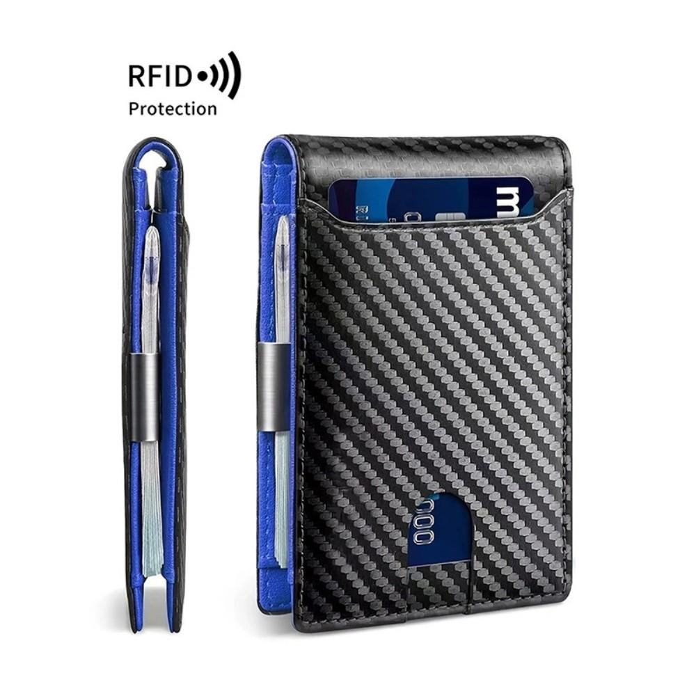 Rfid Blocking Carbon Fiber Men Wallets Short Leather ID Credit Card Holder Case Purse for Men Fols Large Capacity Wallet