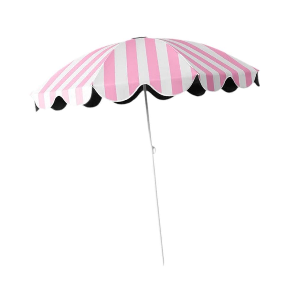 Windproof Patio Umbrella Pink Stripe Portable Lightweight Outdoor Sun Shade Canopy for Pool Garden Backyard Picnic